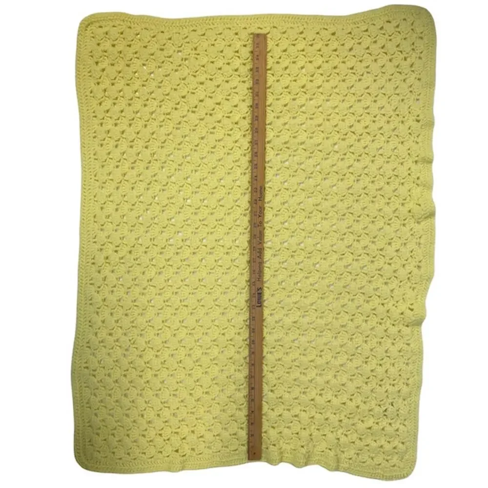 Yellow Baby Blanket Lap Blanket Handmade Crochet Knit